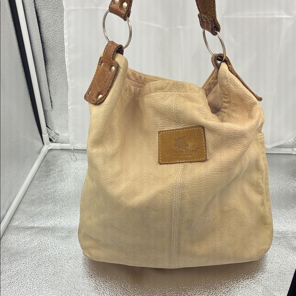 Elegant Cream Leather Hobo Bag